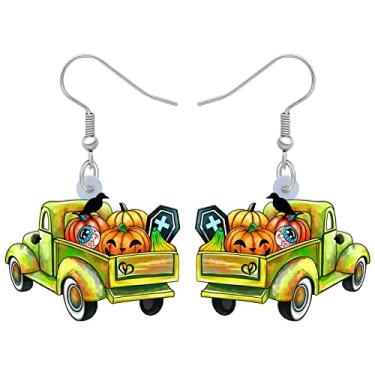 Imagem de DALANE Brincos de acrílico para o Dia das Bruxas Abóbora Carro Caminhão Pingente Pingente Crânio Joia Novidade Presentes para Mulheres Meninas, Medium, Acrílico, Sem pedra preciosa