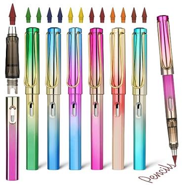 Imagem de Ainiv Lápis colorido sem tinta, 12 conjuntos de lápis infinito, reutilizáveis, com 12 pontas substituíveis de cores extras, lápis Forever para escrever, desenhar, casa, escritório, material escolar