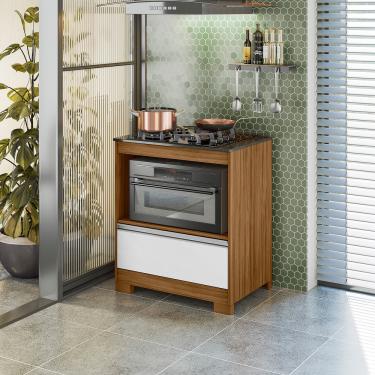 Imagem de Balcão Cooktop para fogão de até 4 Bocas 1 Gaveta NT 3110 Notável Móveis - Freijo Trend/Branco New