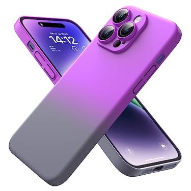 Imagem de YSLBWLE Capa para iPhone 14 Pro Max, nova capa de telefone fina projetada, [proteção contra quedas de grau militar de 3 m], com protetor de lente, gradiente, roxo + preto 7-IP14pm-04