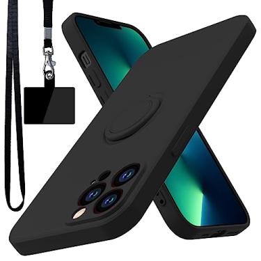 Imagem de YSLBWLE Capa para iPhone 13 Pro, suporte de anel giratório de 360° integrado | Forro de microfibra macio antiarranhões | Suporte para carro | Capa de telefone para iPhone 13 Pro para meninas e