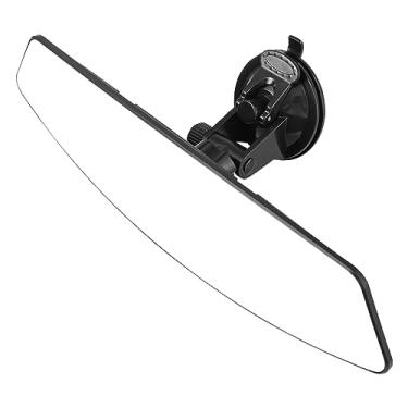 Imagem de Espelho retrovisor trapezoidal convexo grande de 32 cm, espelho branco antirreflexo com ventosa com suporte panorâmico amplo angular para trailer, fuzileiro, automóvel, barco, caminhão, SUV, van