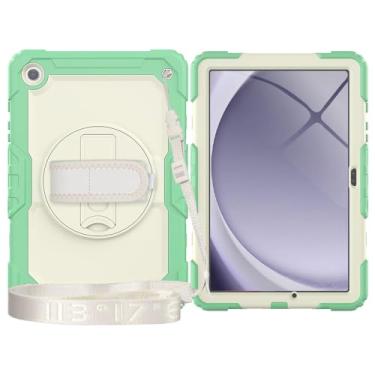 Imagem de Capa de TPU à prova de choque para Samsung Galaxy Tab A9 Plus 2023 SM-X210/SM-216/SM-X218 11 polegadas, capa protetora resistente com protetor de tela + alça de ombro + suporte giratório (silicone