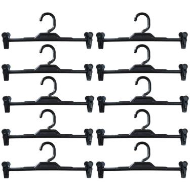 Imagem de Kit 10 Cabides com Presilha Preto Plástico para Saias Bermudas Lojas Expositor