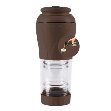 Imagem de Cafeteira Portátil Pressca 350 ml, com isolamento térmico. Filtro reutilizável de inox. Infusora de chá manual. Livre de BPA. 22 cm de altura.