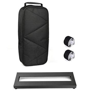 Imagem de Pedaleira para guitarra e baixo pedal pequeno mini pedaleira com bolsa de transporte, 2 peças de fita para pedais 38 x 12,7 cm