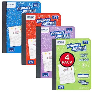 Imagem de Mead Diário primário, pacote com 4, pauta de meia página, notas K-2, 18 cm x 24 cm, 100 folhas por diário, cores sortidas (610051-ECM)