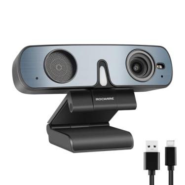 Imagem de ROCWARE Webcam RC28 com microfone cardioide e omnidirecional | Modo HiFi para áudio de qualidade de estúdio, cancelamento de ruído de IA e modos de áudio bruto | Câmera Web 1080p 60FPS para