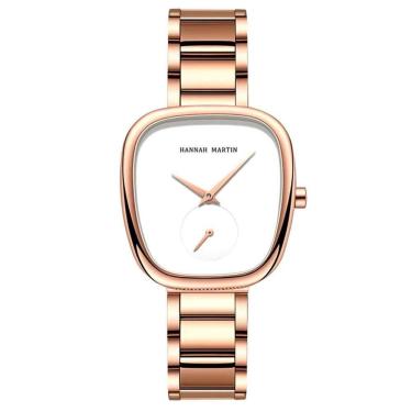 Imagem de Relógio De Pulso De Quartzo Oval Estilo Minimalista Feminino Em Aço Inoxidavel Branco