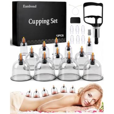 Imagem de Eambond Kit de ventosas para terapia de massagem, conjunto de ventosas fisioterapia chinesa de silicone em casa, ferramenta profissional de ventosas musculares com bomba e copos de vácuo para redução