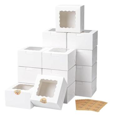 Imagem de Generic 50 peças caixas de bolo caixas de embalagem compactas multifuncionais portáteis louças caixas de cupcake pequenas caixas de guloseimas para camping, Branco