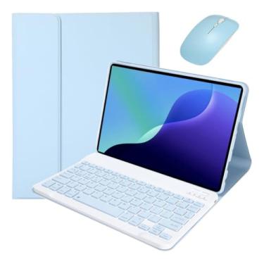 Imagem de Teclado Bluetooth & Mouse & Capa Para iPad Pro 11 2018-2022 (Sky Cloud Azul)