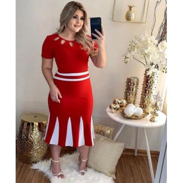 Imagem de Vestido MIDI Plus Size Nesga Moda Feminina Evangélica - MISS FLOWER, V