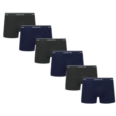 Imagem de Kit 6 Cuecas Adulto Boxer Selene Box Algodão Cotton Masculina, Preto, 