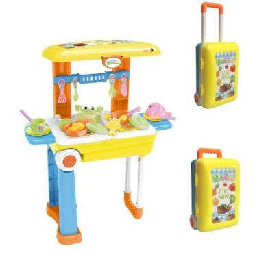 Imagem de Kit cozinha infantil 3 em 1 mochila maleta portátil menina - Importway