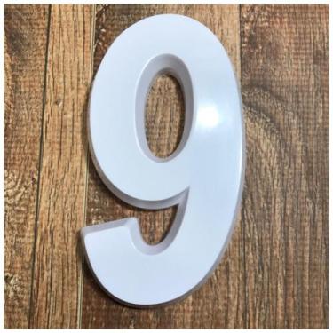 Imagem de Número Residencial 9 Branco 3d 14cm De Altura - MetalCromo