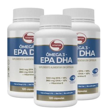 Imagem de Kit 3 Ômega 3 DHA 540mg EPA 360mg Vitamina E 120 Cap Vitafor - Vitafor
