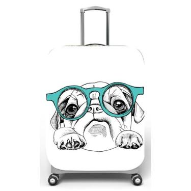 Imagem de Capa para mala de viagem G, medidas max C48x A75 x P29cm Estampa Pug d