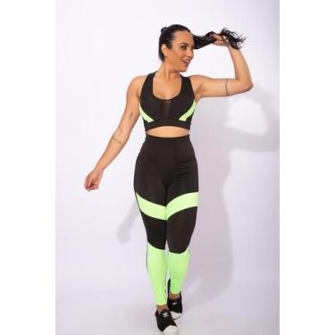 Imagem de Conjunto Fitness Academia Calça Cintura Alta Com Detalhe E Top Nadador