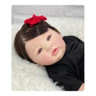 Imagem de Bebê Reborn Menina Silicone, Boneca Realista Fio A Fio - Mundo Azul e 