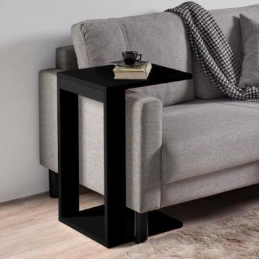 Imagem de Móvel Lateral Cama Apoiar Trabalhos Apoio Enfeites Mdf Preto