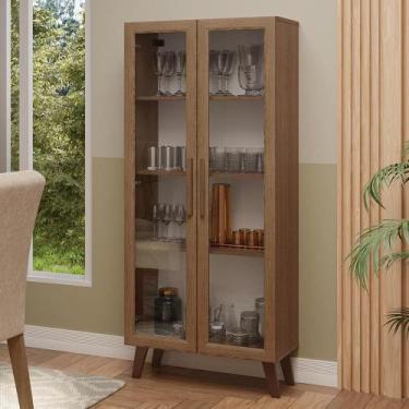 Imagem de Cristaleira 70 cm 2 Portas de Vidro com Pés Trapézio Madesa, Rustic/Ma