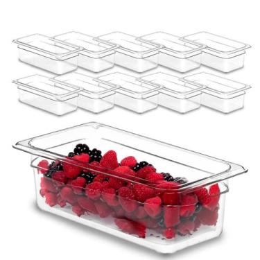 Imagem de Kit 10 Cuba Gastronomica Com Tampa Gn Buffet Acrilico 1/3 100mm - Trib