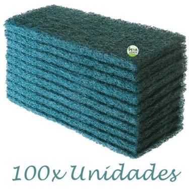Imagem de Kit 100 Unidades Fibra de Limpeza Pesada Verde British Buchas 10 cm x 