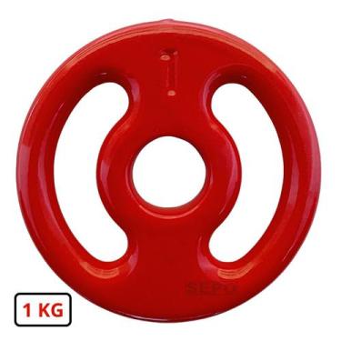 Imagem de Anilha Emborrachada Fitness 1 Kg Vermelha - SEPO