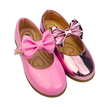 Imagem de Kit Com 2 Pares Sapatilha Infantil Menina Boneca Verniz Confortável SP