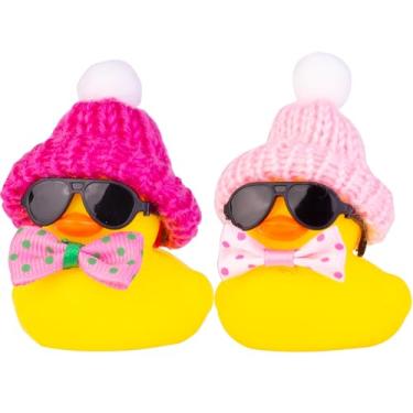 Imagem de MuMyer Rubber Duck Car Ornaments 2 PCS Duck Car Dashboard Decorations for Car Dashboard Decoration Accessories with Mini Hat, Bow Tie and Sunglasses(U6)