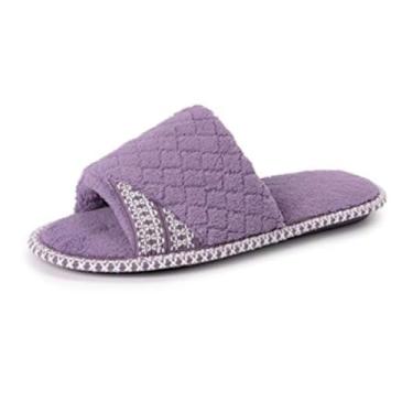 Imagem de MUK LUKS Chinelo feminino Sally Micro Chenille Scuff - lilás, Lilás, Small