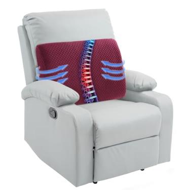 Imagem de HOMBYS Almofada de suporte lombar para cadeira reclinável, almofada de suporte para as costas de espuma viscoelástica para idosos, almofada de suporte lombar extragrande com alças de extensão, encosto