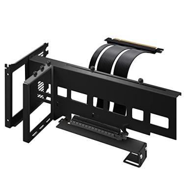 Imagem de EZDIY-FAB Suporte vertical para placa gráfica PCIe 4.0 GPU com módulo LED ARGB de 5 V 3 pinos, kit de suporte VGA para placa de vídeo com cabo Riser PCIe 4.0 X16 Gen4 17 cm/6,69 pol. Ângulo reto de 90