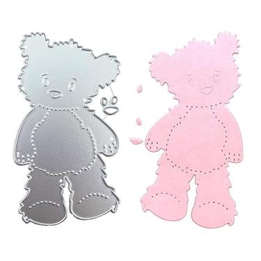 Imagem de XYQHOAC Matrizes de corte de metal com ursos de pelúcia para fazer cartões, moldes de urso, fundo de animal, moldura em relevo, modelo de estêncil, faça você mesmo, álbum de recortes, decoração de