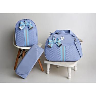 Imagem de Kit de Bolsa Mala Maternidade Com Mochila  Luxo 3 Peças Laço - WLN MAG