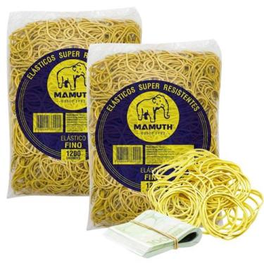 Imagem de Kit 2 Elástico De Dinheiro Liga Liguinha Amarela 1KG cada - Mamuth