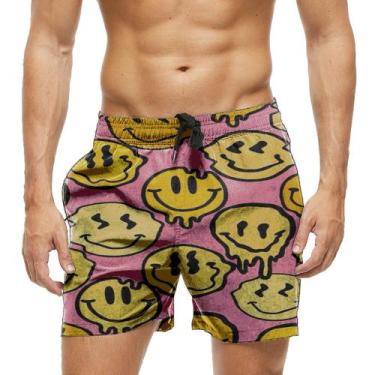 Imagem de Short Praia Shorts Banho Bermuda Verão Emoji Style Amarelo 292 - SMOKE