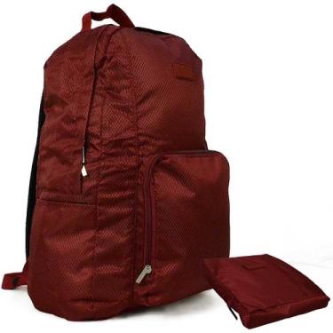 Imagem de Mochila Escolar Viagem Bolsa Academia Unissex Dobrável Vinho CBRN17584