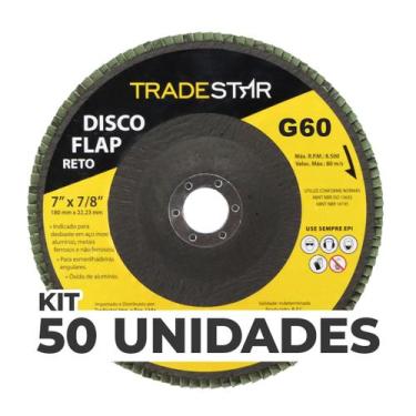 Imagem de Kit C/ 50 Disco Flap Reto 7" 180mm Fds180-60fc Z60 - Tradestar