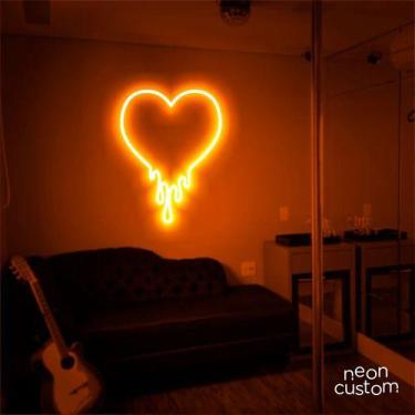 Imagem de luminaria letreiro Neon Led Coração Derretido 100x75 luminoso decoraçã