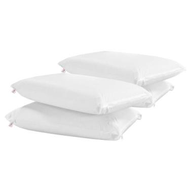 Imagem de Kit 4 Capas Protetor De Travesseiro Impermeável Zíper Antiácaro Não Fa