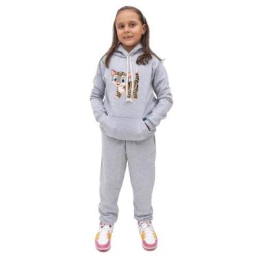 Imagem de Conjunto Moletom Infantil Meninas Blusa Canguru Capuz e Calça Comprida