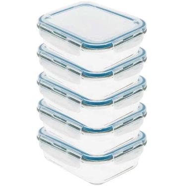 Imagem de Kit 5 Pote de Vidro com Tampa Hermética 640ml 17,5x13x5,6