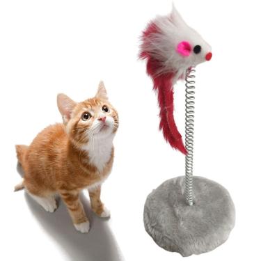 Imagem de Arranhador Pet Gato Ratinho Guizo Mola Felino Pelucia Animal de Estimaçao Brinquedo Interativo Lazer Diversao Entretenimento