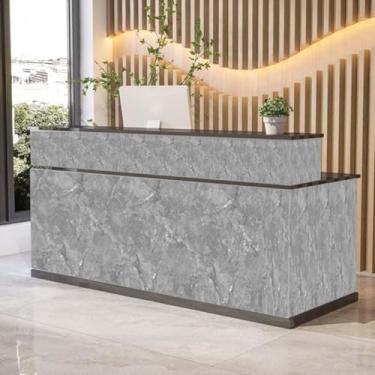 Imagem de Luzes de balcão de recepção moderno balcão de varejo com gavetas mesa de recepção balcão frontal com armário armário caixa simples para checkout, escritório, salão de beleza, lobby, A, 100 x 60 x 100