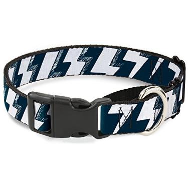 Imagem de Buckle-Down MGC-W31278-M Coleira para cachorro com desenho de parafusos de raio azul marinho/branco, média