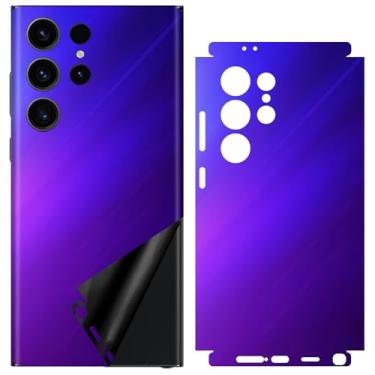 Imagem de SUKIDIOVQ Capa protetora de vidro para Samsung Galaxy S24 Ultra Skin Wrap Phone Gradient Color Vinyl Decal Glass Protector for Back Side Borders Camera Frame Not Phone Case S24u