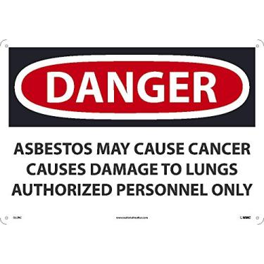 Imagem de NMC D22RC National Marker Danger Amianto Sinal - Pode causar câncer causa danos aos pulmões apenas pessoal autorizado, 35,5 cm x 50,8 cm, plástico rígido