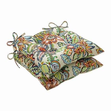 Imagem de Pillow Perfect Outdoor | Almofada de assento de ferro forjado Fiesta Copeland (Conjunto de 2), 48 X 46 X 18,5 X 5, azul